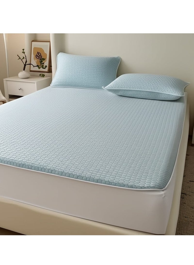 i diD Premium Ice-Feel Waterproof Mattress Protector, 100% Waterproof, Anti-bacterial, Cool Touch Pro Ice-Feel Mattress Protector - Waterproof & Breathable, Anti-bacterial,160 cm x200 cm+30 cm  - Image 1
