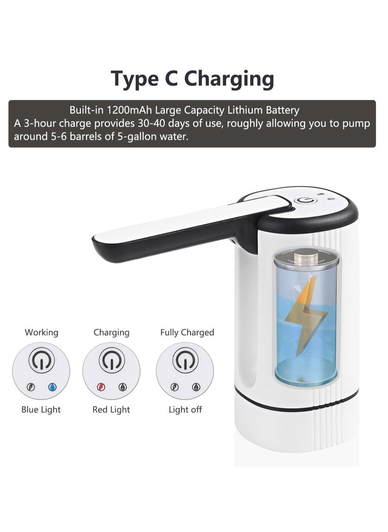 KASTWAVE Electric Water Bottle Pump Portable Foldable Drinking Water Pump USB Charging Automatic Drinking Water jug Dispenser for Outdoor Camping or Family and Office  - Image 2