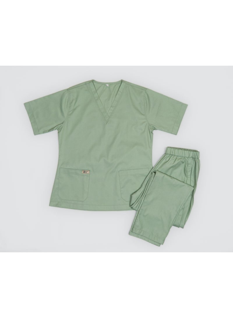 Nanny Tag V-Neck Scrub Suit | Premium Stretchable Medical Uniform with Utility Pockets - Image 1