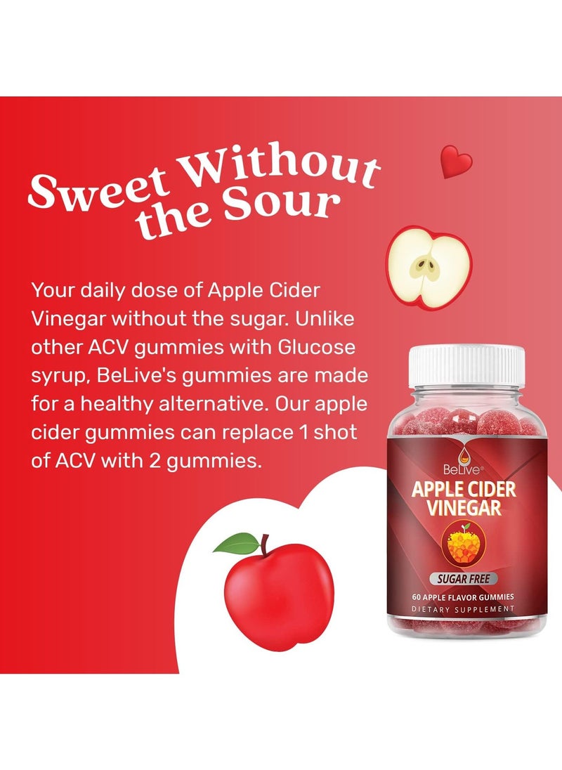 BeLive Apple Cider Vinegar, Sugar-Free 60 Gummies  - Image 4