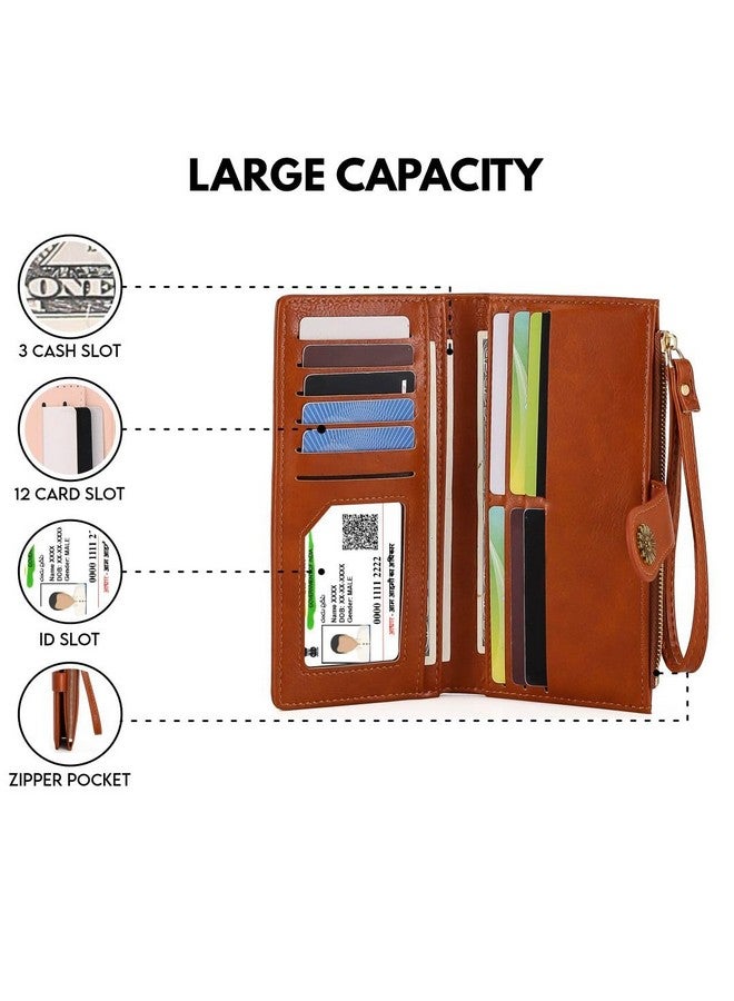 Elios Elegant PU Leather Women's Wallet Clutch, Vintage-Inspired Design with Card Slots and Cash Storage Women Wallet | Gift for Women (Brown) - Image 4