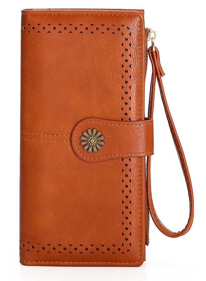 Elios Elegant PU Leather Women's Wallet Clutch, Vintage-Inspired Design with Card Slots and Cash Storage Women Wallet | Gift for Women (Brown) - Image 1
