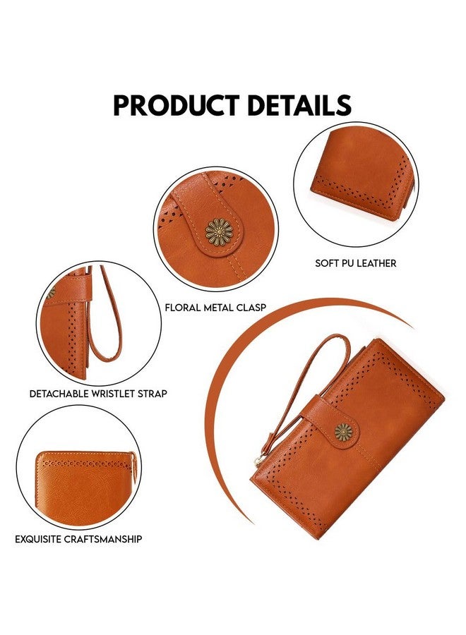 Elios Elegant PU Leather Women's Wallet Clutch, Vintage-Inspired Design with Card Slots and Cash Storage Women Wallet | Gift for Women (Brown) - Image 3