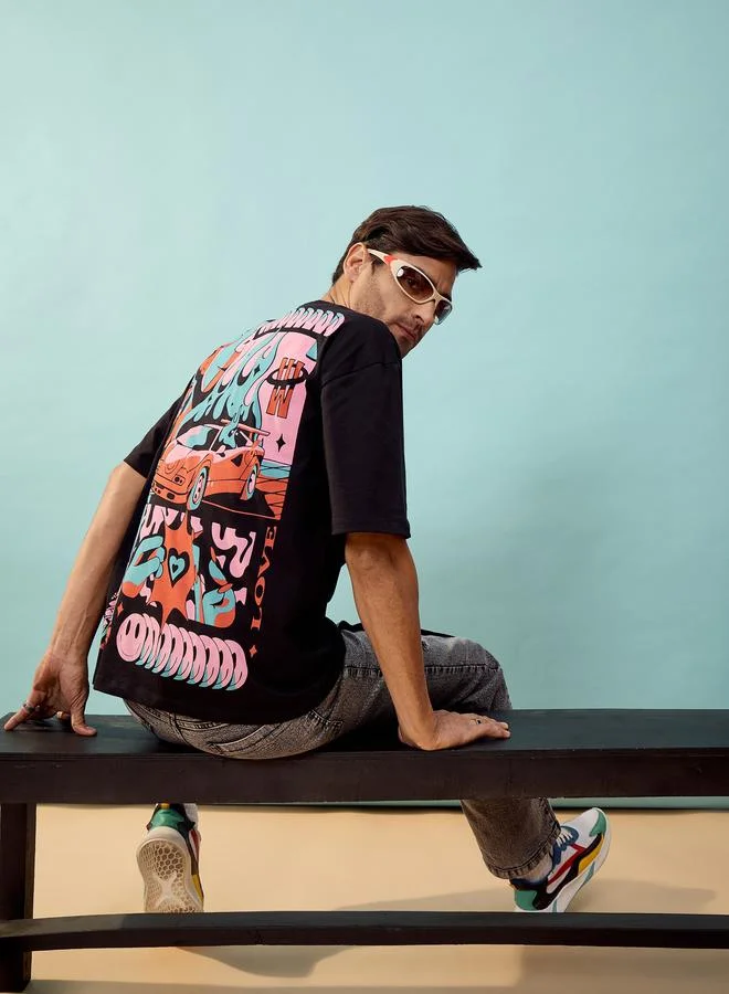 ماسكلن ساسافراس Car Print Oversized T-Shirt by Styli