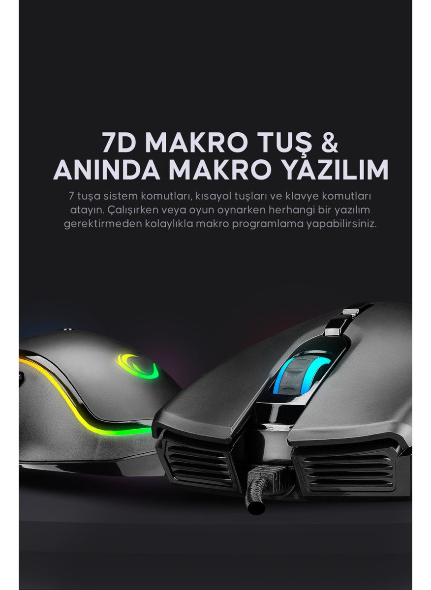 Rampage Smx-R27 Voyager USB RGB Illuminated Macro 7200 Dpi Gaming Mouse  - Image 5