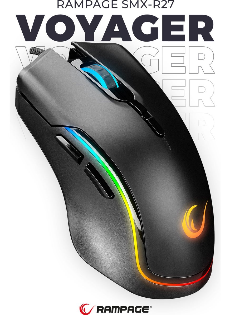 Rampage Smx-R27 Voyager USB RGB Illuminated Macro 7200 Dpi Gaming Mouse  - Image 1