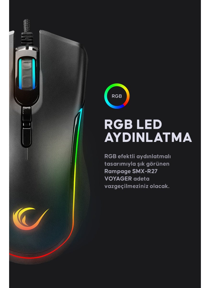 Rampage Smx-R27 Voyager USB RGB Illuminated Macro 7200 Dpi Gaming Mouse  - Image 3