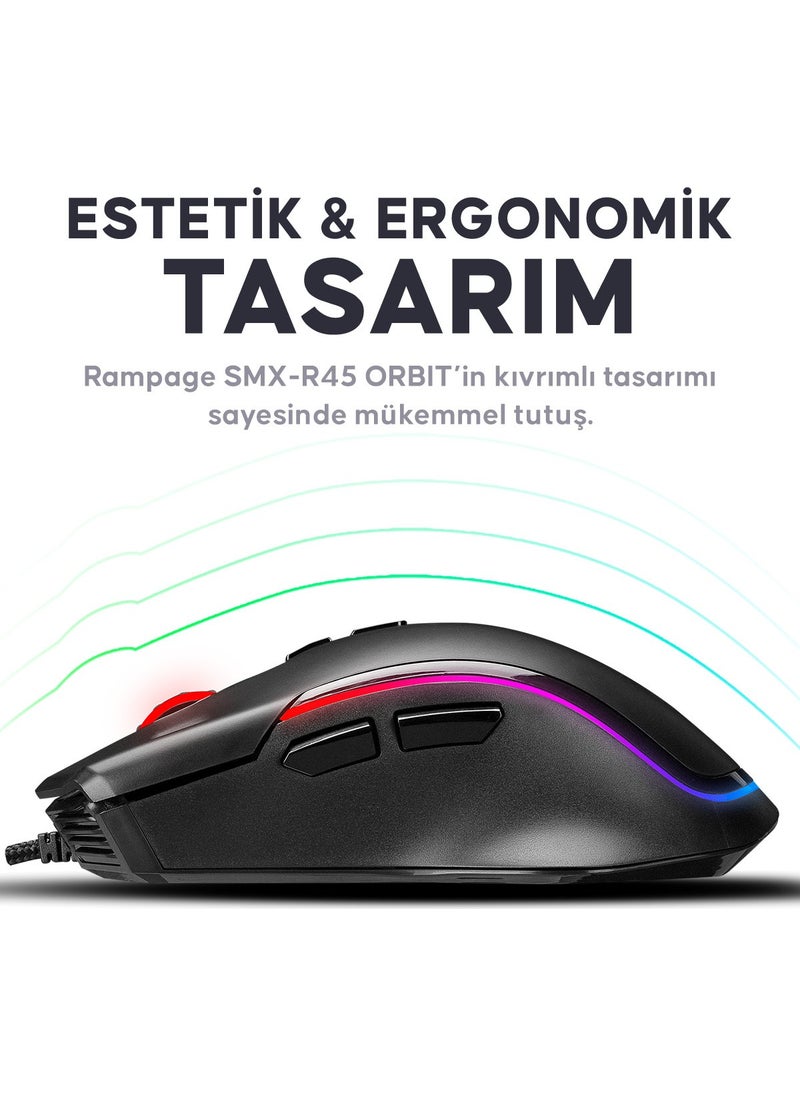 Rampage Smx-R27 Voyager USB RGB Illuminated Macro 7200 Dpi Gaming Mouse  - Image 2