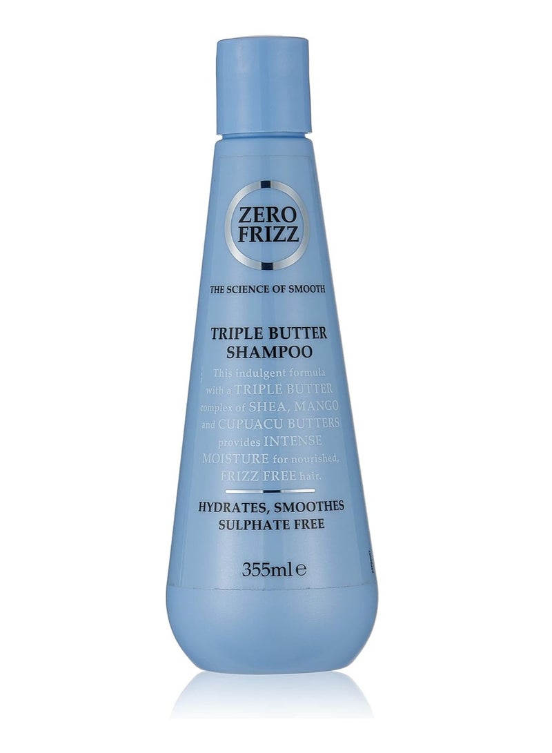 Zero Frizz Triple Butter Shampoo 355ml | Sulfate-Free Moisture Repair with Shea, Mango & Cupuaçu | Deep Nourishing Care for Dry, Frizzy Hair - Image 1