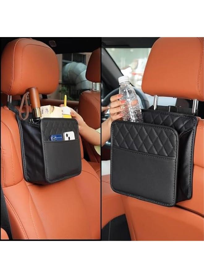 HOOKOR Car Seat Back Hanging Bag,Car Document Holder,Multi-Pocket Bottle Bags Storage Box Organizer, Cars Accessories for Family Road Trip, Car Back Seat Organizer for Kids,Black - Image 2