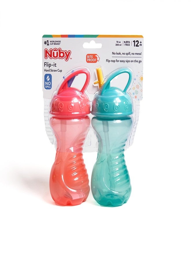 Nuby 2-Pack Flip-It Easy Grip Cups with Easy-Flo Straw, 10 Ounce, Colors May Vary - Image 3