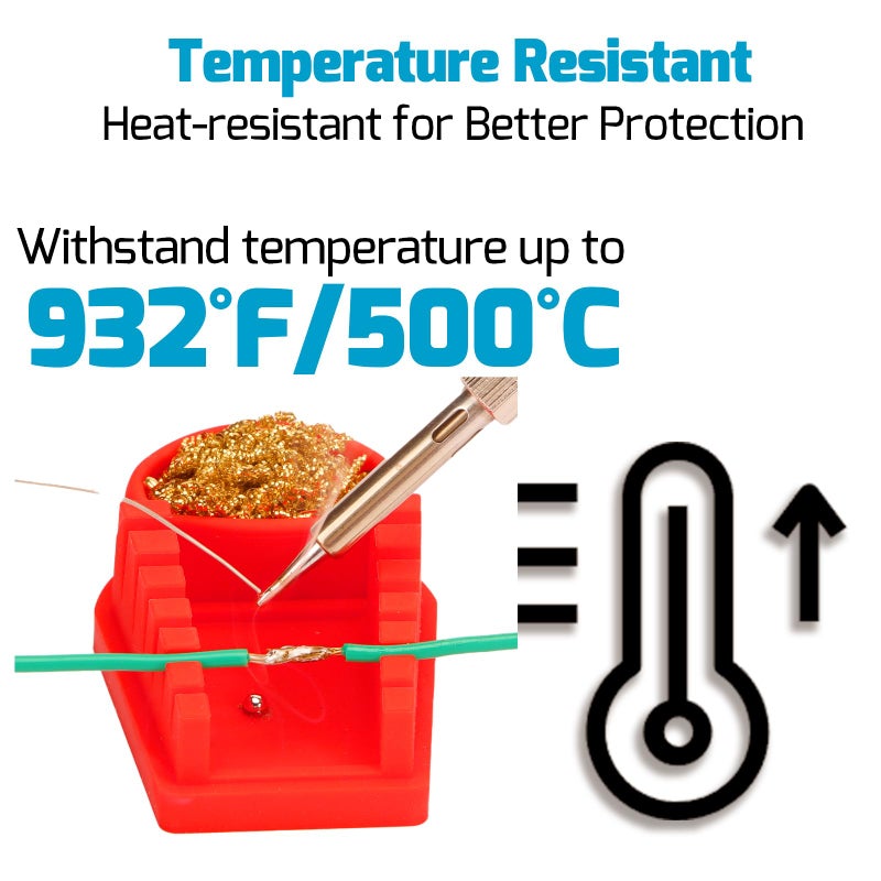 WEP S200 Red Soldering Wire Holder, Heat Resistant Silicone Stand with Brass Wool Tip Cleaner and 6 V-shaped grooves, Helping Hands for Soldering - Image 4