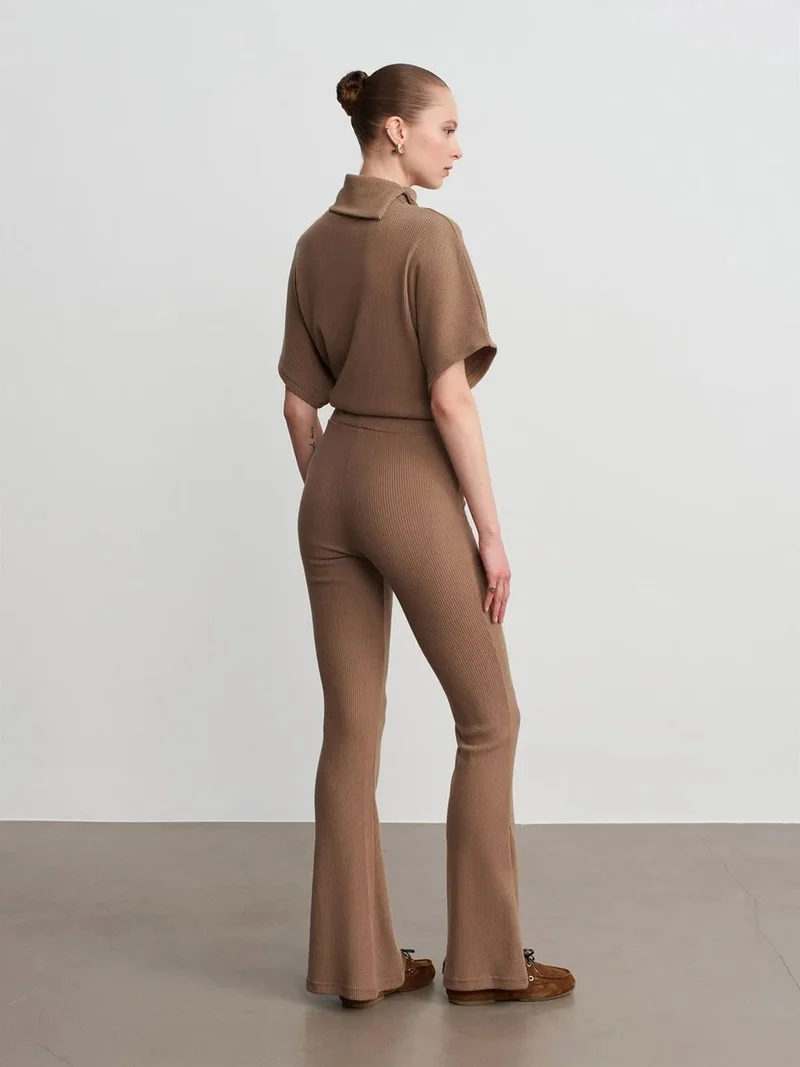ديلفين Dilvin High-Waist Flare Knit Pants