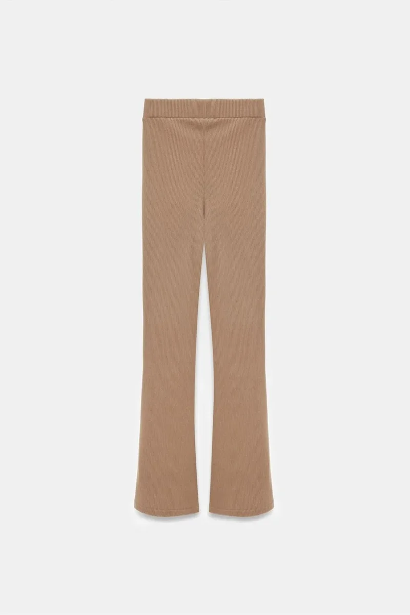 Dilvin Camel Brown DILVIN High-Waist Flare Knit Pants for Women | Best Price UAE