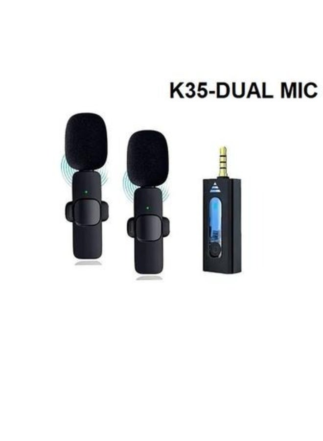 K35 Dual Wireless Microphone 3.5mm Supported for Camera, Sound card, Smartphone - Image 3