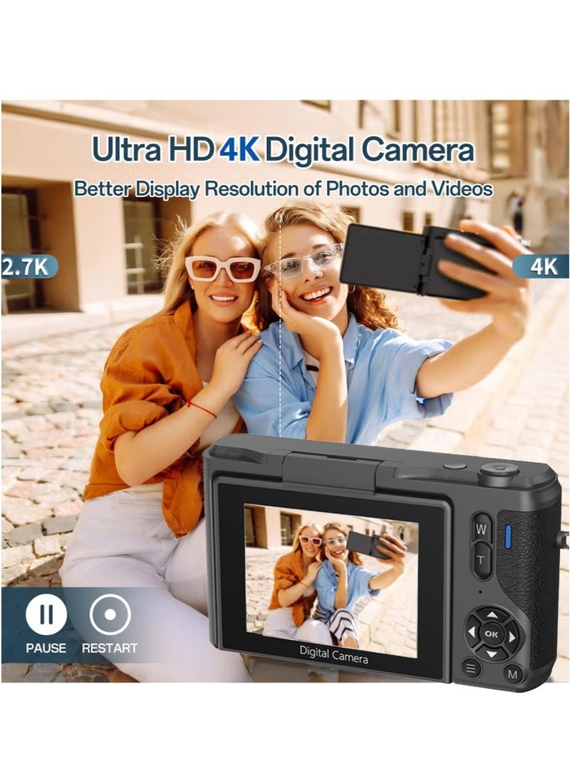 Makrystorm Digital Camera, 4K Vlogging Camera, Kids Camera 64MP Point and Shoot Digital Cameras with 64GB TF Card, 16X Zoom,Voice-controlled shutter  - Image 2