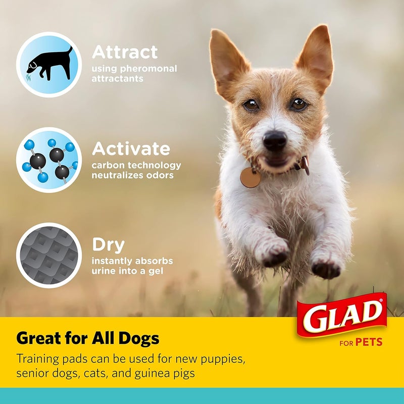 Glad for Pets Activated Charcoal Dog Training Pads, Small Size 17.5" x 23.5" | Odor Absorbing, Pee Pads for Dogs | Perfect for Training New Puppies, Grey, 120 Count - Image 3