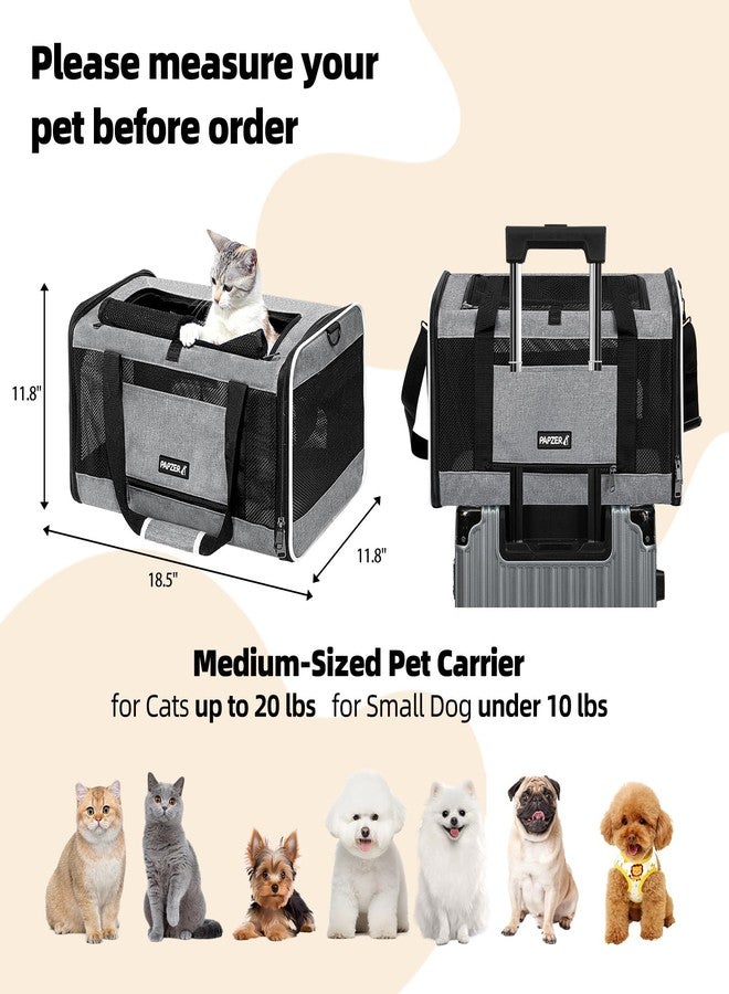 PAPZER Cat Carrier Soft-Sided Travel Bag for Medium to Large Cats Over 15lbs, Small Dog Carrier Crate Top Entry Breathable Mesh Puppy 12 Pounds, Pet Rabbit Carrying Cage Kennel Collapsible Grey - Image 2