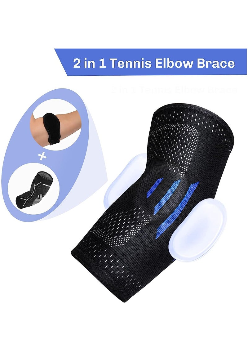 Generic 2 in 1 Tennis Elbow Brace for Men Women Compression Sleeve with Integrated Elbow Pads Breathable Tendonitis elbow Support Protector for Sports Golfer's Elbow Arthritis Treatment Reduce Joint Pain (M)  - Image 2