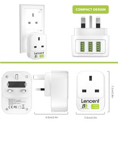 Lencent LENCENT USB Outlet Plug Extender with 3 USB Ports, 1 Way USB Plug, Multi Outlet Wall Charger Adapter, USB Mains Charger Plug Extension, Ideal for Home, Office 3250W  - Image 3