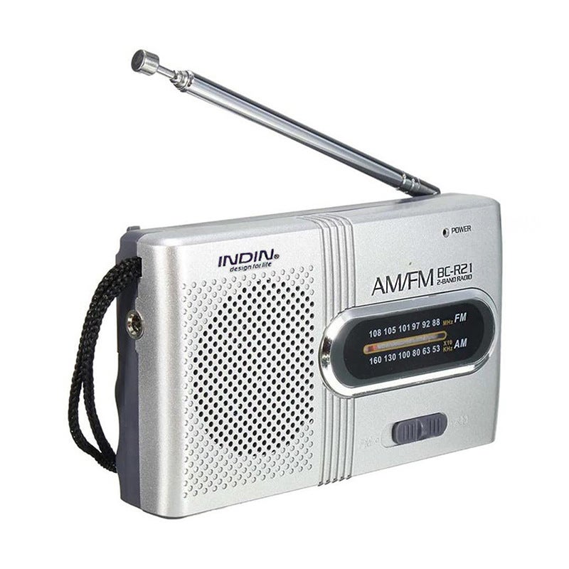 1 x 5 pcs Portable AM FM Radio BC-R21 Dual-Band Player for Elderly Silver