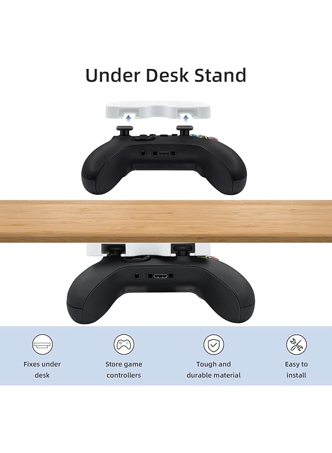 X spring Xspring Controller Table Stand For Xbox No Drilling Under Desk Mount Switch Pro Controller Holder And Organizer For Desk Management (White) - Image 2