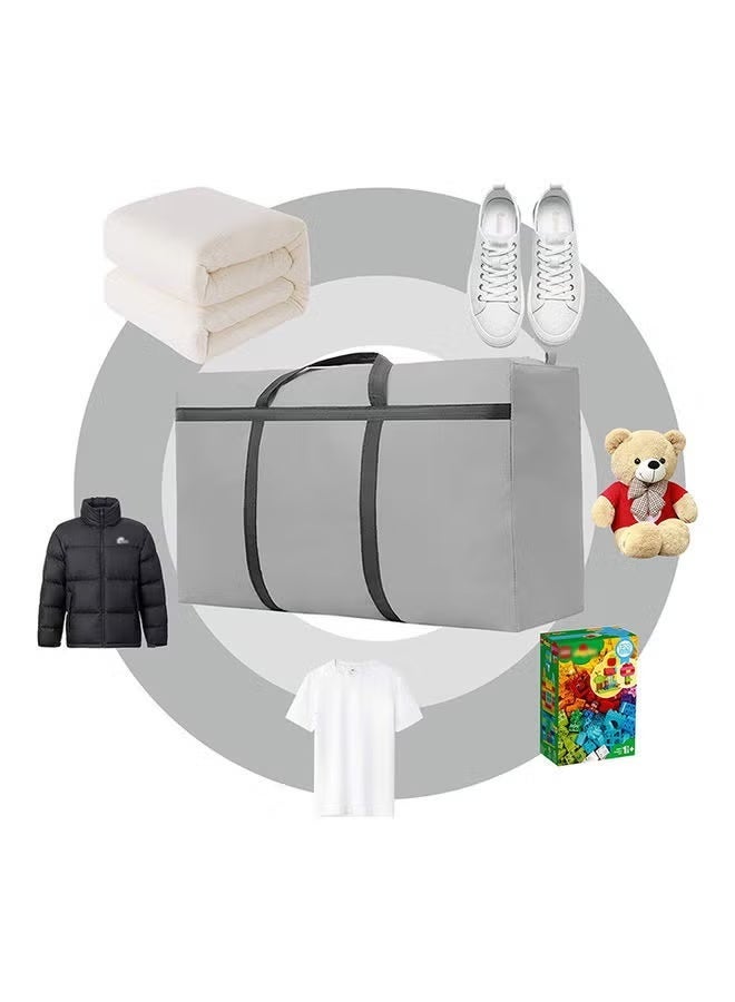 Foldable Oxford Material Storage Bag Organizer With Zips Reinforced Grey 90x48x28cm - Image 2