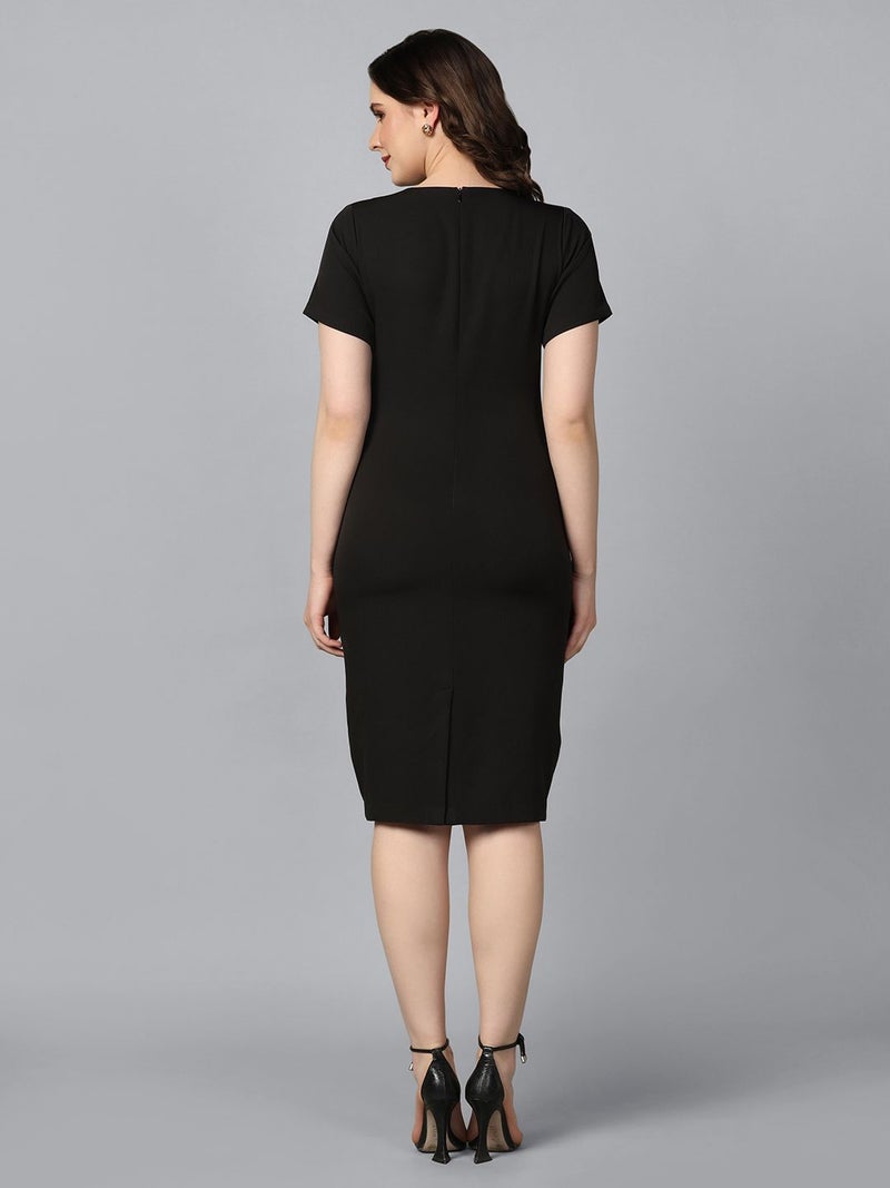 Powersutra Black Square Neck Sheath Dress for Women - Image 4