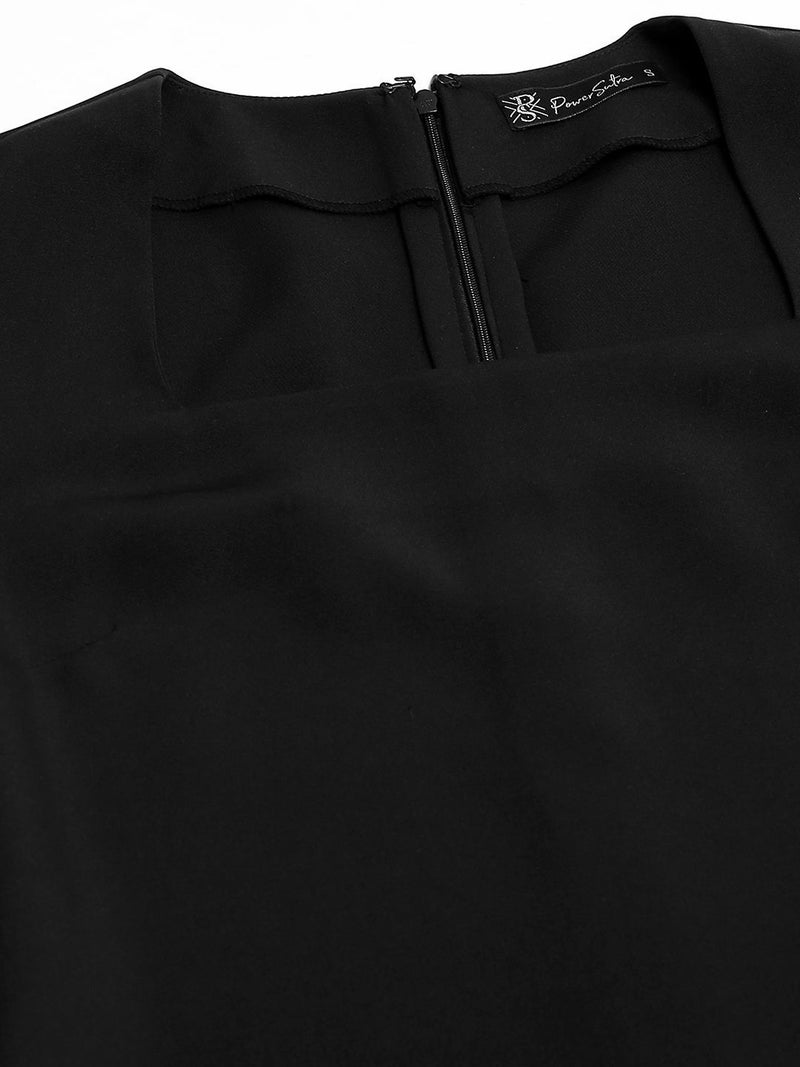 Powersutra Black Square Neck Sheath Dress for Women - Image 2