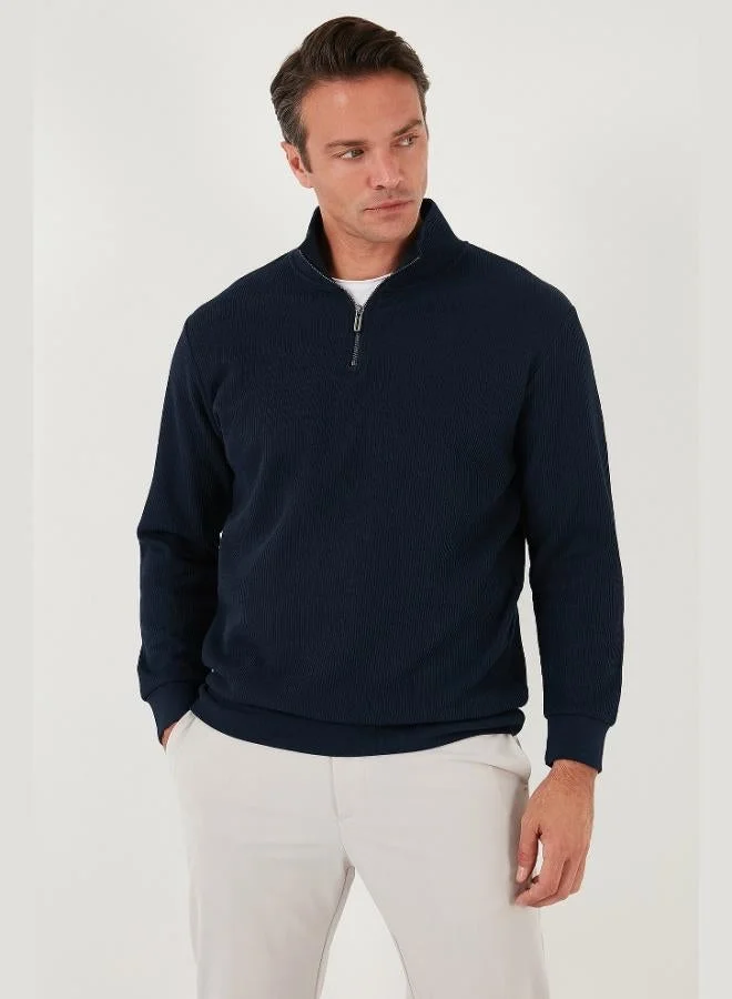 بوراتي بلوزات رجالية قطنية بياقة واقفة وسحاب نصفي عبوة من قطعتين