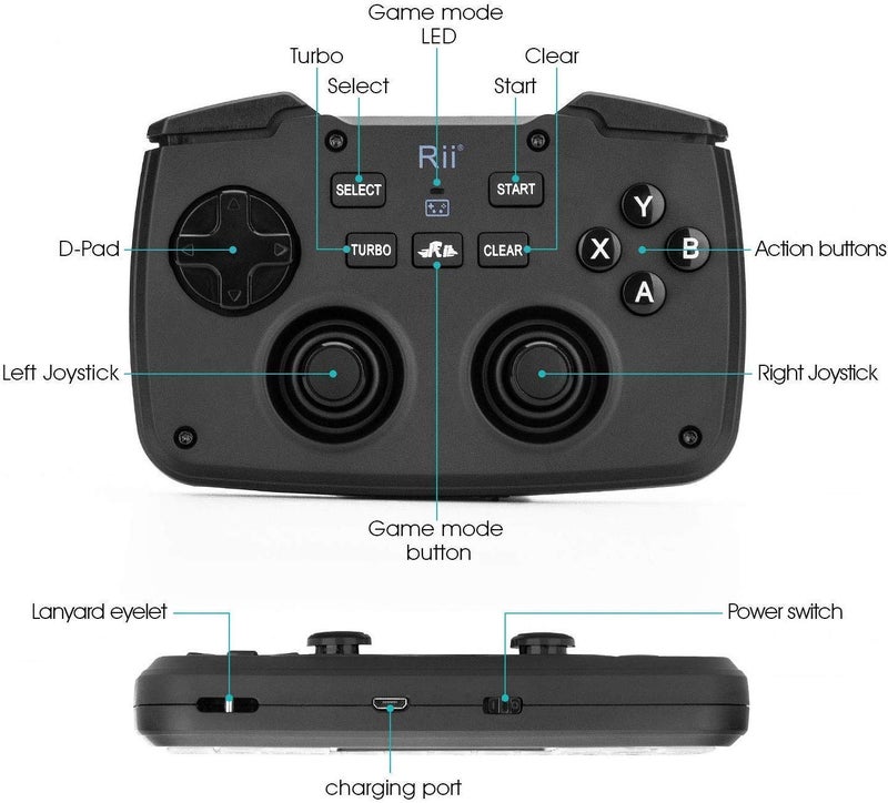 RII (Backlit Version)Rii RK707 3 in 1 Multifunctional 2.4GHz Wireless Portable Game Controller 62-Key Rechargeable Keyboard Mouse Combo Turbo Vibration Function for PC/Raspberry pi2/Android TV Google/TV B - Image 3