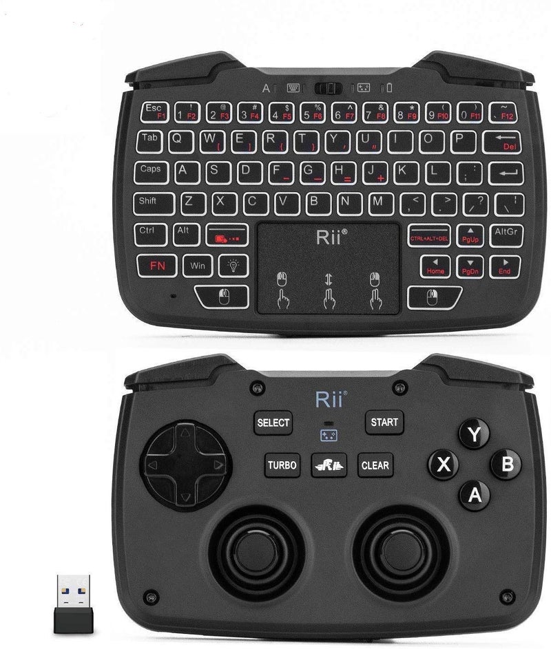 RII (Backlit Version)Rii RK707 3 in 1 Multifunctional 2.4GHz Wireless Portable Game Controller 62-Key Rechargeable Keyboard Mouse Combo Turbo Vibration Function for PC/Raspberry pi2/Android TV Google/TV B - Image 1