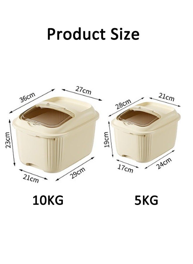 Reelyo 5/10kg Rice Bucket Rice Storage Container with Measuring Cup Food Dispenser Rice Container Household Rice Bucket Rice Holder Bin for Kitchen Pantry Storage - Image 2