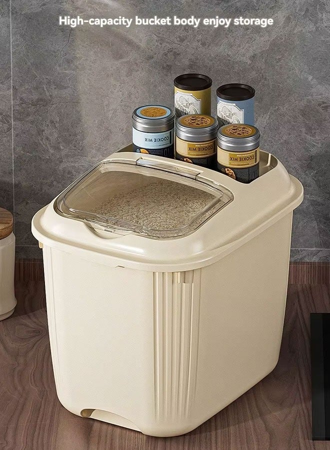 Reelyo 5/10kg Rice Bucket Rice Storage Container with Measuring Cup Food Dispenser Rice Container Household Rice Bucket Rice Holder Bin for Kitchen Pantry Storage - Image 3