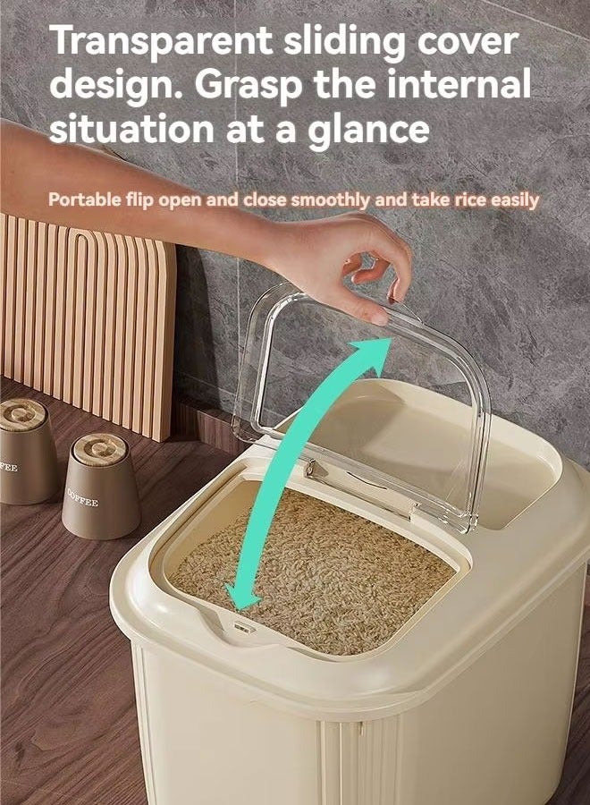 Reelyo 5/10kg Rice Bucket Rice Storage Container with Measuring Cup Food Dispenser Rice Container Household Rice Bucket Rice Holder Bin for Kitchen Pantry Storage - Image 4