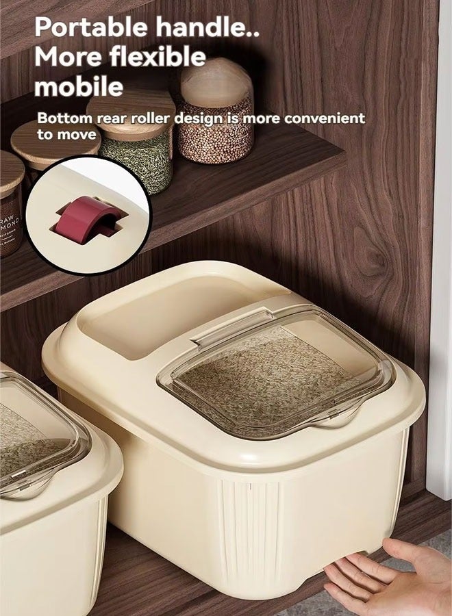 Reelyo 5/10kg Rice Bucket Rice Storage Container with Measuring Cup Food Dispenser Rice Container Household Rice Bucket Rice Holder Bin for Kitchen Pantry Storage - Image 5