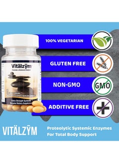 VITALZYM Proteolytic Systemic Enzymes Liquid Gel Capsules With Serrapeptase, Immune And Joint Support, Natural Ache Relief Plus Fertility Supplement (60 Capsules)  - Image 3