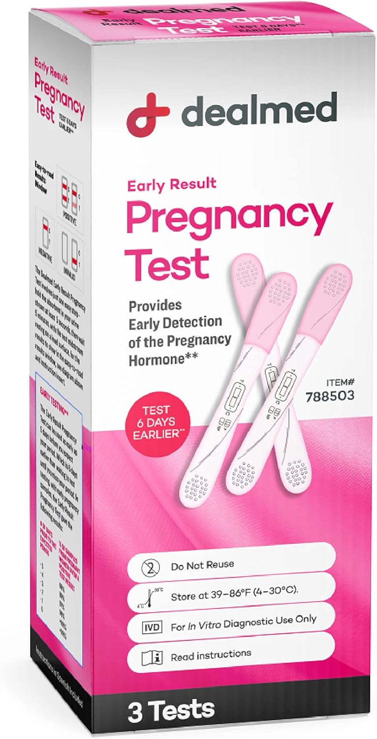 Dealmed Dealmed Early Result Pregnancy Test, Individually Packaged Midstream Tests, Easy at Home Use, Quick Results (3 Tests/Box) 