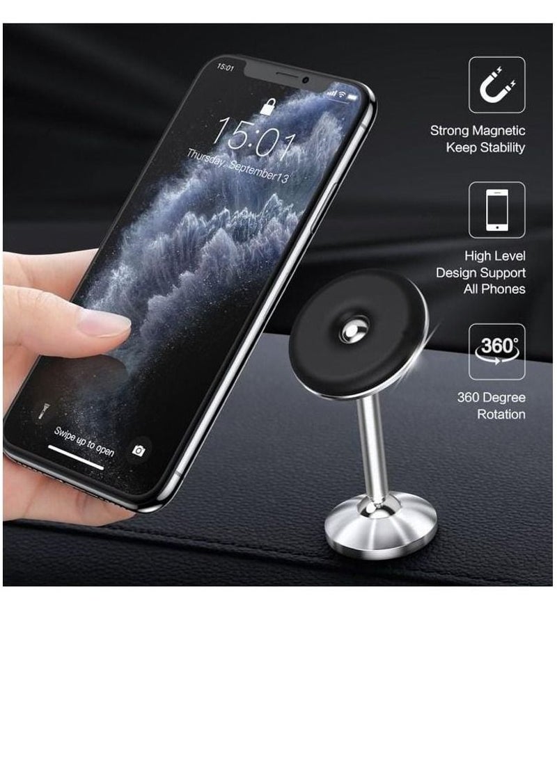 REBENUO 360 Degree Rotation Magnetic Mobile Mount - Silver - Image 2