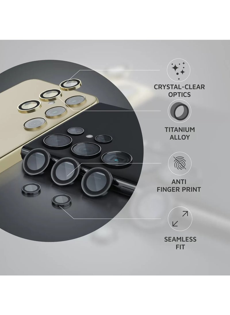 LEVELO - Samsung S24 Ultra Quint Camera Lens / Titanium Alloy / Anti Reflection Coating / Smooth Application / Crystal-Clear Optics / Anti- Fingerprint / Scratch Resistant / 9H Hardness - Titanium Gold - Image 1