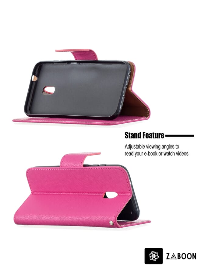 Zaboon Protective Case Cover For Nokia C1 Plus Litchi Texture Pure Color Horizontal Flip Leather Case with Holder & Card Slots & Wallet & Lanyard - Image 5