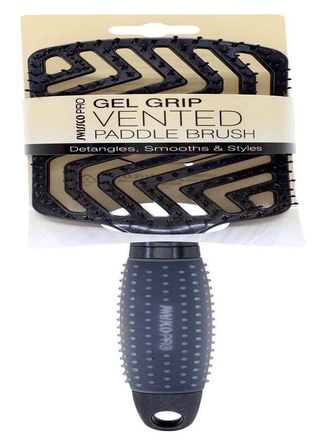 Swissco Pro Gel Grip Vented Hair Brush Gloss (Black Gloss) - Image 1