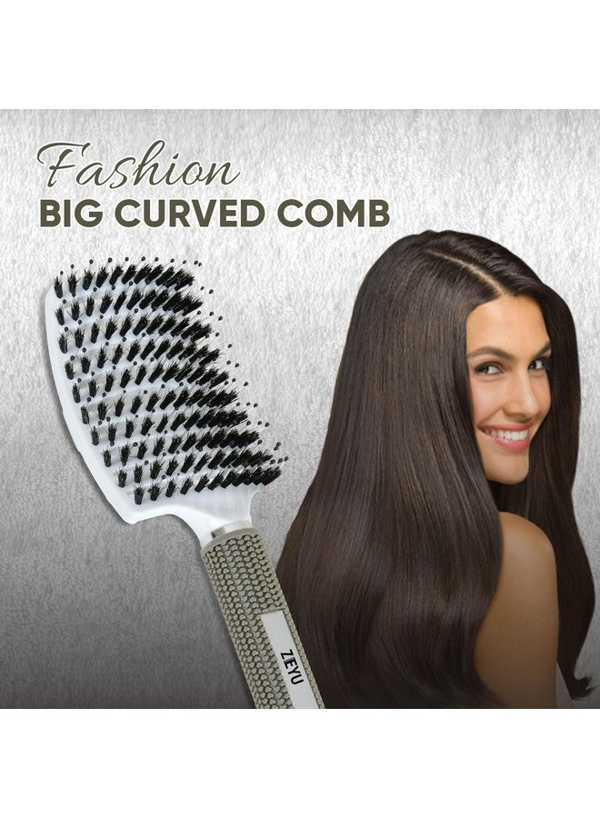 Zeyu Detangler Pain Free Boar Bristles | Hair Brush for Women, Men, Kids, Dry and Wet Detangling Hair Brush | Hair Brush for Men & Women | Soft Nylon Bristles | Detangle Curling and Frizz Control Long Lasting Curles & Waves - For All Hair Types - Image 2
