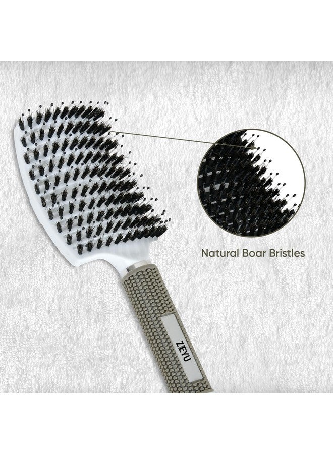Zeyu Detangler Pain Free Boar Bristles | Hair Brush for Women, Men, Kids, Dry and Wet Detangling Hair Brush | Hair Brush for Men & Women | Soft Nylon Bristles | Detangle Curling and Frizz Control Long Lasting Curles & Waves - For All Hair Types - Image 4