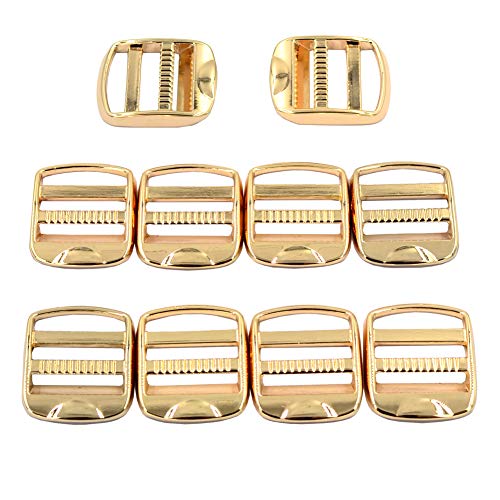 DGOL 10 pcs 1 inch Metal Zinc Alloy Ladder Lock Slider Adjustable Webbing Strap Release Buckles (Golden) - Image 2
