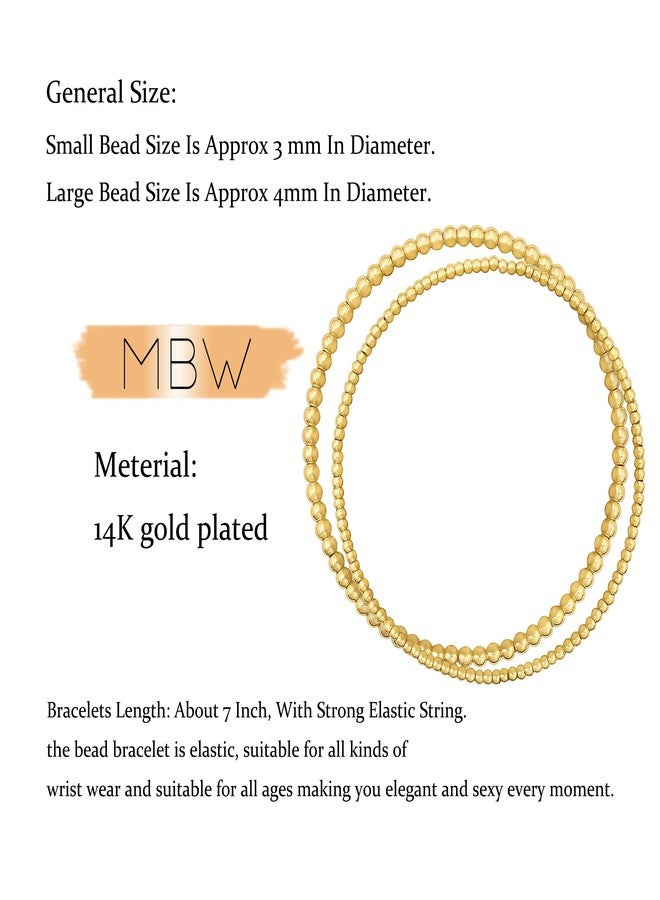 MBW Gold Beaded Bracelets for Women, 14K Gold Plated Bead Bracelet Stack Chian Link Bracelet Set Waterproof Jewlery Fashion Minimalist Dainty Jewelry Dupes for Women Trendy - Image 3