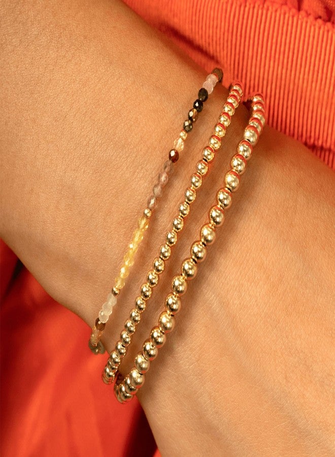 MBW Gold Beaded Bracelets for Women, 14K Gold Plated Bead Bracelet Stack Chian Link Bracelet Set Waterproof Jewlery Fashion Minimalist Dainty Jewelry Dupes for Women Trendy - Image 4
