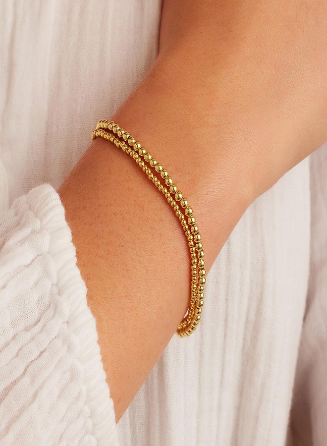 MBW Gold Beaded Bracelets for Women, 14K Gold Plated Bead Bracelet Stack Chian Link Bracelet Set Waterproof Jewlery Fashion Minimalist Dainty Jewelry Dupes for Women Trendy - Image 5