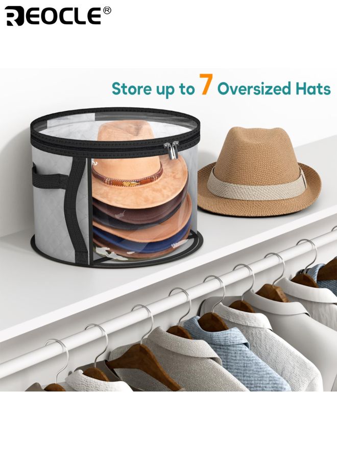 REOCLE Clear Hat Storage Bag with 7 Capacity Design and Carrying Handles Wide Hat Organizer Case with Dust Proof Feature for Closet Travel Use - Image 2
