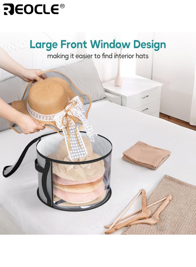REOCLE Clear Hat Storage Bag with 7 Capacity Design and Carrying Handles Wide Hat Organizer Case with Dust Proof Feature for Closet Travel Use - Image 3